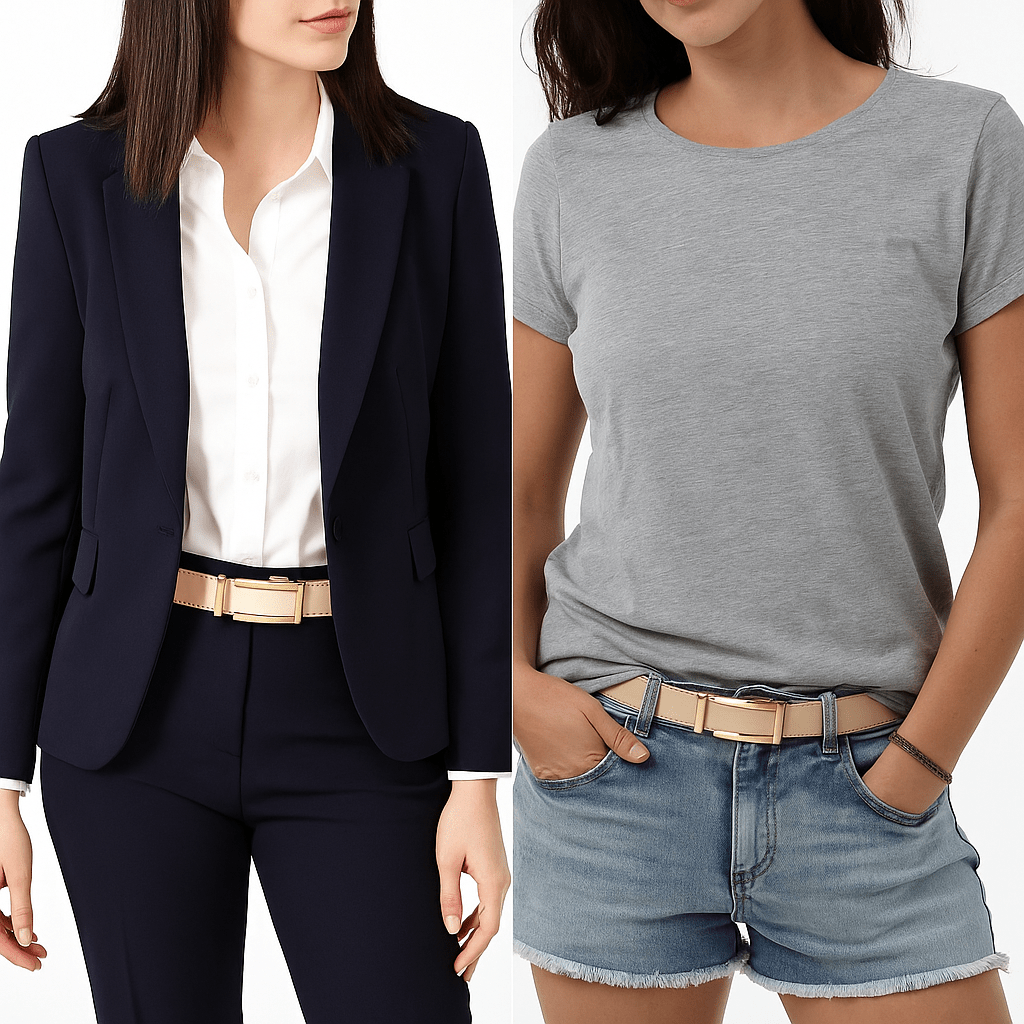 Automatikgürtel Damen und Herren goldfarbige Schnalle, KIKI - Mix & Match - edelschnalle